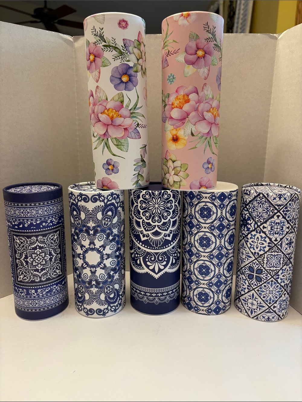 Car Cup Holder Tissue Canister Mandala or Floral